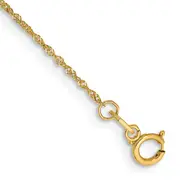 14K Yellow Gold 6 Inch 1mm Singapore With Spring Ring Clasp Chain