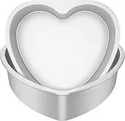 Heart Shaped Cake Tin, Cake Pans for Baking, 2 Pcs Heart Shaped Cake Pans 8 Inches Aluminum Alloy Heart Shaped Cake Tins with Removable Bottom Nonstick Bread Baking Mold (Silver Fixed Bottom)