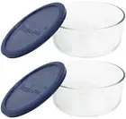 4 Cup Glass Food Storage Containers Set of 2 with Lids Microwave and Oven Safe