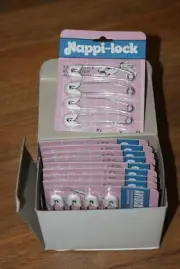 48 WHITE Vintage Heavy Duty Nappy Safety Pins (12 Cards 4 per card) Nappi-lock