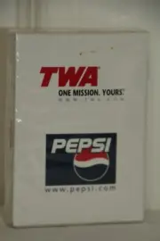 VINTAGE TWA PEPSI LOGO PLAYING CARDS TRANS WORLD AIRLINES ONE MISSION SEALED