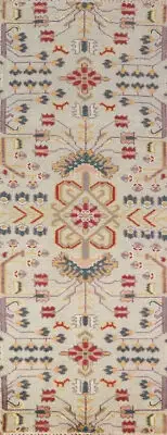 Authentic Hand-Knotted Oushak Indian Runner Rug Carpet 3x8 ft.