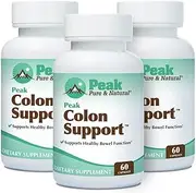 Peak Pure & Natural Peak Colon Support - Colon Support Supplement - Colon Cleanser and Bowel Movement Supplement for Digestive Health | Colon Detox and Cleanse | 60 Capsules (60 Capsules (Pack of 3)