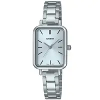 在飛比找PChome24h購物優惠-【CASIO 卡西歐】方形簡約不鏽鋼腕錶/銀x藍面(LTP-