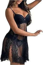 [KSDFIUHAG] Ladies Uniform Sexy Lingerie Women's Nightgown Lace Mesh Women's Home Clothes Night Dress