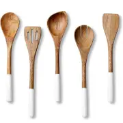 Catzon 5 Pcs Wooden Spoons for Cooking Non Stick Cookware Valentines Gifts