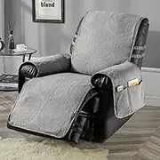 STONECREST Non Slip Recliner Chair Cover - Cotton Pre-Washed Recliner Cover, Embroidery Coin Medallion Pattern Recliner Slipcover Stay in Place (Grey, Recliner 23"(58CM) Regular)