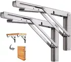 2x Folding Heavy Duty Shelf Bracket Triangle Bench Table Wall-Mounted Hinges