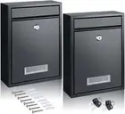 2 Pieces Key Lock Locking Mailbox Outdoor Wall Mount Mailboxes Drop Letter Se...