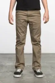 new RVCA Boy's Weekday Stretch Pants color dark khaki size 22