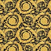 Gold Black Barocco Flowers Mimas Versace Wallpaper