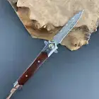 VG10 Damascus Flipper Pocket Knife Folding Blade Tactical Needle Point Dagger