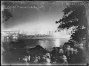 Crowds gathered at the opening of the Sydney Harbour Bridge at nigh- Old Photo