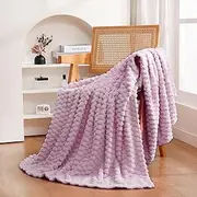 Puncuntex Light Purple Throw Blanket 60"×80" inches Fuzzy 3D Jacquard Decorative Flannel Fleece Super Soft Plush Cozy Blanket for Couch Sofa Chair Lightweight