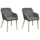 NNEVL Dining Chairs 2 pcs Light Grey Fabric and Solid Oak Wood