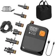 Portable Paddle Board Pump 25PSI High Pr ure Electric Air Compr or Pump Power Bank with 6 Nozzles and Light for I atable Boat Surfboard Stand-up Paddle Board Air Mattr Swimming Rings Black One Size