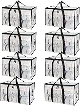 8 Pack Clear Moving Bags Heavy Duty Extra Large with Reinforced Handles and Double Zippers for Moving Supplies Clothing Space-Saving Storage Totes and Rug Storage Replacement,69x35x38cm