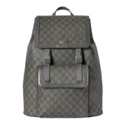 GUCCI Ophidia Large $2450 Grey And Black GG Canvas Backpack New & Authentic