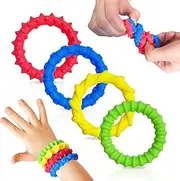 Sensory Fidget Toys for Children Adults, 4 Pack Elastic Tactile Toy Sensory Rubber Bracelet Quiet Toy for Stress Relief and Texture Anxiety Classroom for Small Children