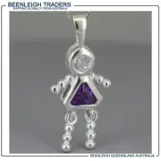 Sterling Silver GEM BEAD BABY CHARM Amethyst Purple February Brand New