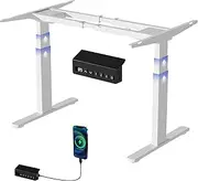 [ERGOMAKER] Height Adjustable Standing Desk Frame Without Desktop, Dual Motor Three-Stage Electric Frame with Automatic Memory Smart Handset (3 Stage|Dual Motor, White)