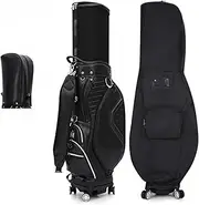 Golf Bag, Golf Bag for Men, 8 Way Top Dividers Ergonomic, Retractable Golf Club Cart Bag with Wheels, Dust Cover