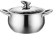 Dutch Oven with Glass Lid, Casserole Dish, Stainless Steel Soup Pot with Lid, Mini Casserole-24cm