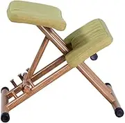 Kneeling Folding Chair ，Posture Treatment Ergonomic Wood Height Adjustable Stool Thick Padded Seat for Home Office Gaming Computer (Color : Green)