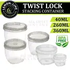 260ml 360ml Food Storage Round Screw Lid Top Clear Plastic Containers Stackable