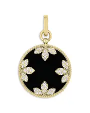 Roberto Coin 18K Yellow Gold Medallion Diamond & Black Jade Flower Pendant