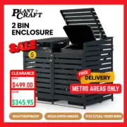 PLANTCRAFT Double Wood Wheelie Bins Storage Shed 2 Garbage Rubbish Bin Enclosure