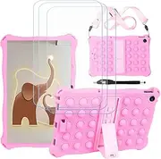 BMPNLSZ Cover for TCL Tab 8 WiFi + 3 HD Tempered Glass, Silicone Shell Bumper Protective Back Case - Scratch Screen Protector (8,0"), Lanyard + Touchscreen Pen, Pink1