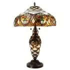 Tiffany Lamp Amber with Lattice Design Matching Lighted Lamp Base Table Lamp