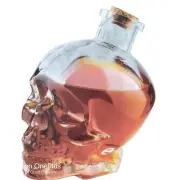 Skull Glass Decanter Bottle W/Cork 750ml. Liquor Wine Bottle Halloween Bar Decor