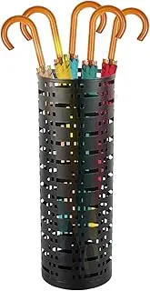 Umbrella Stand Rack Standing,Round Metal Umbrella Holder Walking Sticks Umbrella Bins Bucket Storage Rack 16.5 x 6 inch Hollow Umbrella Storage Bucket for Hallway Indoor Home Office(Black)