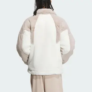 Adidas FUR Logo JKT U IN0982 男女 立領 外套 亞洲版 休閒 三葉草 毛絨 保暖 奶茶