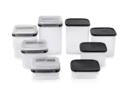 NEW Tupperware signature line modular mate storage set of 8 sheer with black