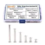 120pcs Binding Screws Posts Phillips Chicago Screw Assortment Kit for Scrapbook