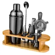 Bartender Kit with Stand, 12 Piece Cocktail Shaker Set Professional Drink Black