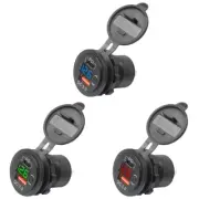 USB C Car Charger Socket QC3.0 PD Fast Charging Outlet with LED Voltmeter