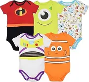 [Disney] Mickey Mouse Lion King Winnie the Pooh Pixar Toy Story Finding Nemo Baby 5 Pack Bodysuits Newborn to Infant, Pixar, 18 Months