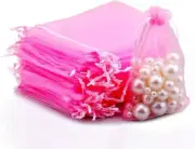 G2PLUS Organza Bags 5×7 Inches, 100PCS Pink Organza Gift Bags with Drawstring, O