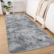 Rugs Living Room 60x220cm, Grey Runner rug for Bedroom, Washable Anti Slip Fluffy Rug Shaggy Soft Modern Floor Carpets Mat Beside Rugs for Kids Hallway Living Room