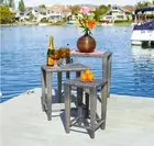 3 Piece Grey Wicker Nested Outdoor Side Tables