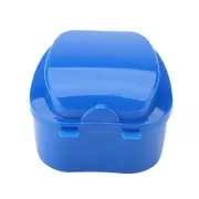 Denture False Teeth Storage Box Case With Filter Screen Dental Appliance Blu MNS