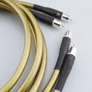 Pair RCA Cable Silver Plated OFC Pure Copper Plug Hi-Fi Audio Cord Interconnect