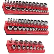 Magnetic Socket 3 Piece Set - 1/4-inch, 3/8-inch, & 1/2-inch Drive Red, SAE