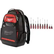 Milwaukee Jobsite Tool Backpack With Screwdriver Set 10" Red/Black (11-Piece)