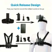All-in-One 6pcs Action Camera Kit Head, Chest Strap Mount Adjustable for GoPro