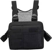 Oshhni Chest Rig Bag Fanny Pack Holder Multiple Pockets Front Pack Pouch Vest Chest Bag for Picnic Exercise Workout Travel Outdoor, Black
